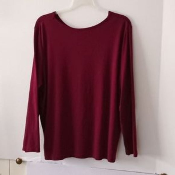 St. John's Bay Tops - St. John's Bay Women's Long Sleeve Stretch Top - Size (3X) - Burgundy
